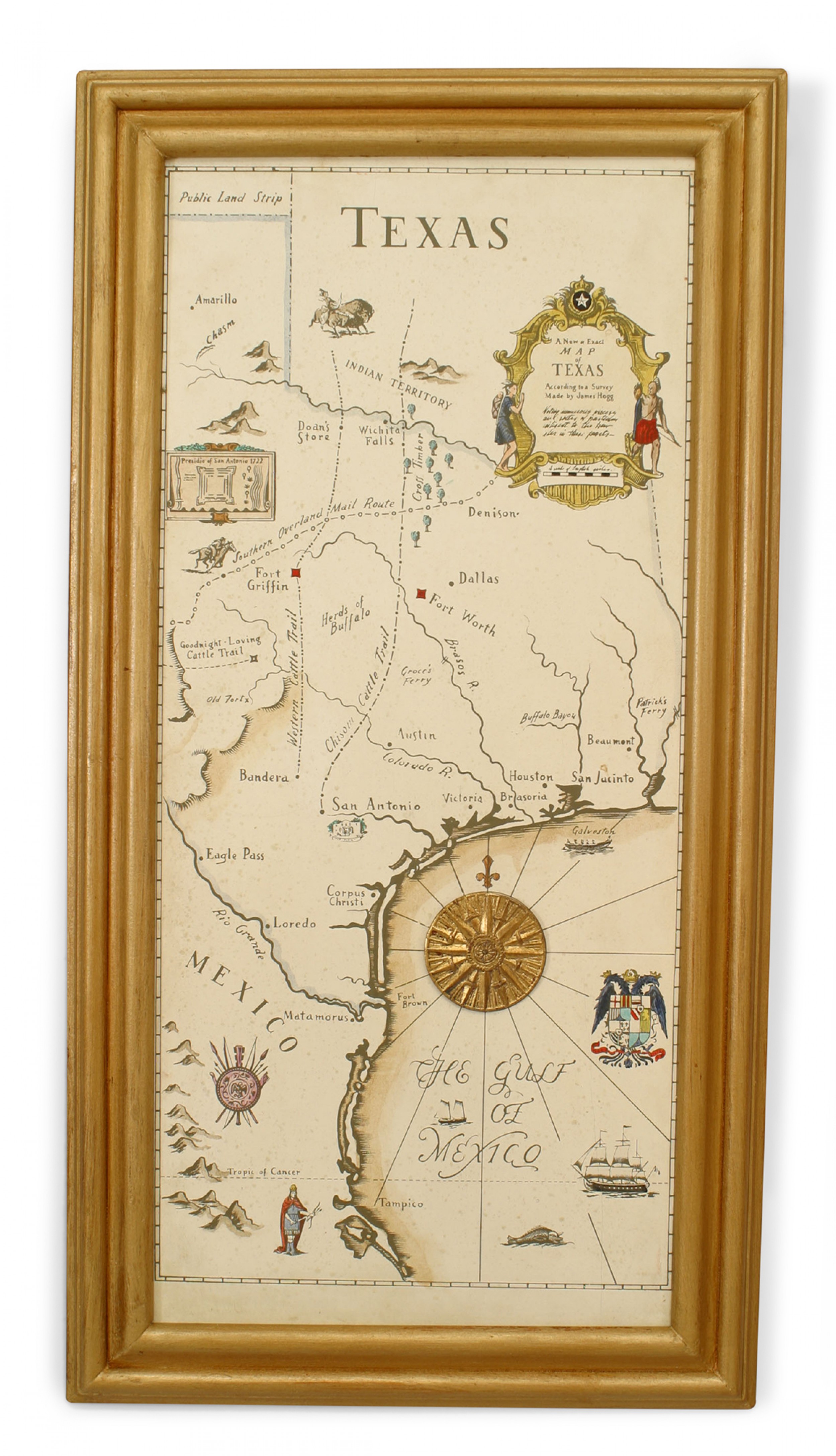 Mid century modern texas and gulf coast map